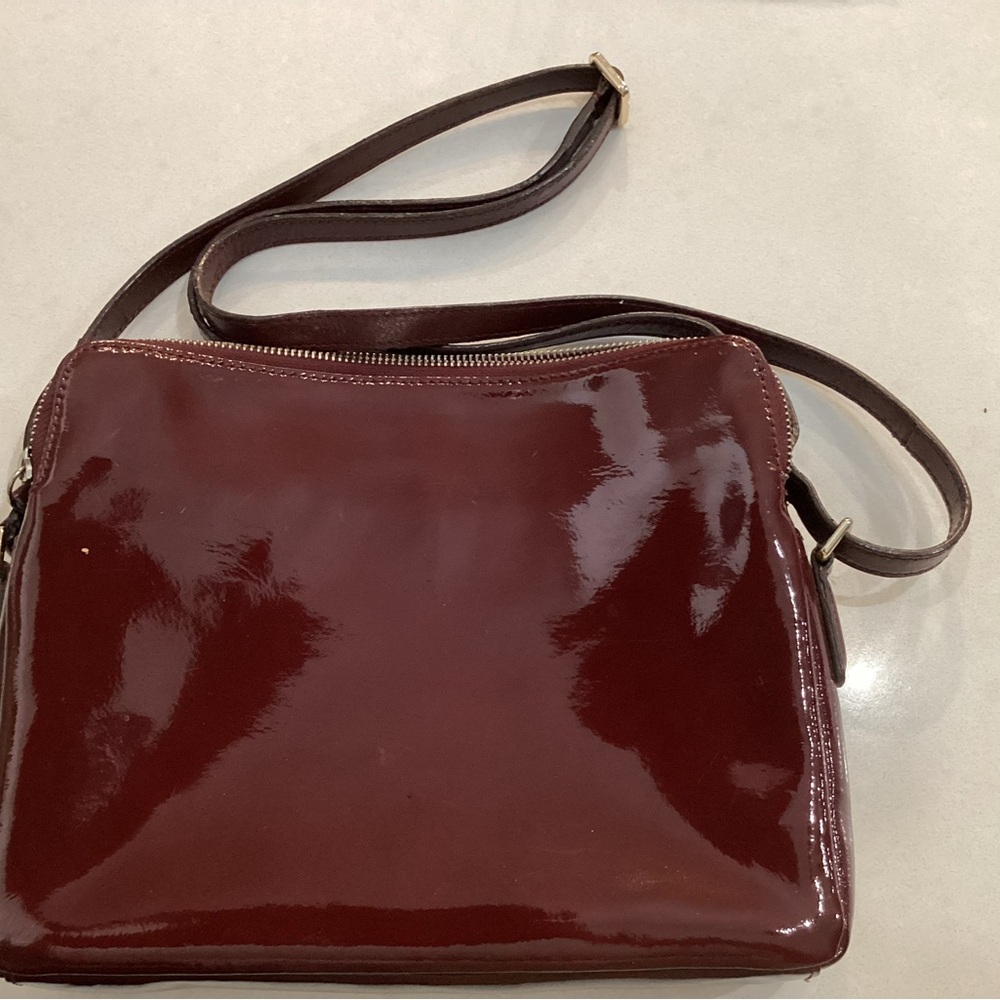 Banana Republic Glossy Burgundy Crossbody Bag